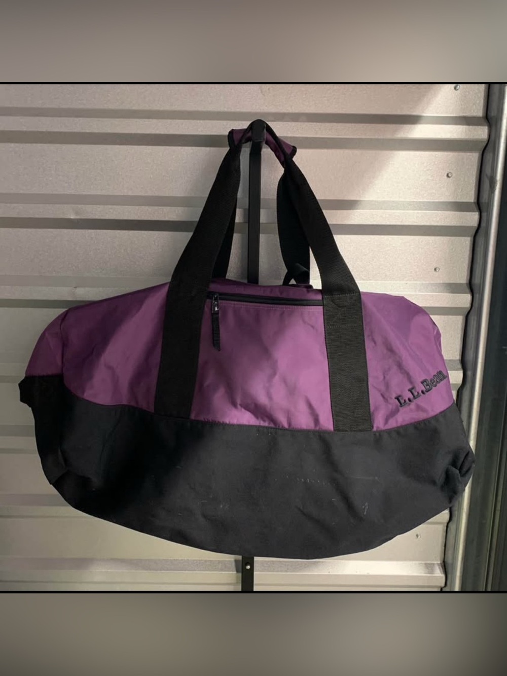 Vintage L.L. Bean two-toned purple and black nylon adventure duffel bag